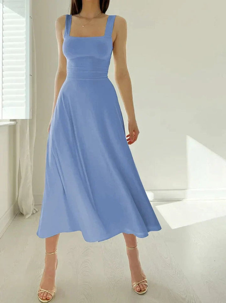 Women's Sleeveless A-Line Fit-and-Flare Fall Midi Dress