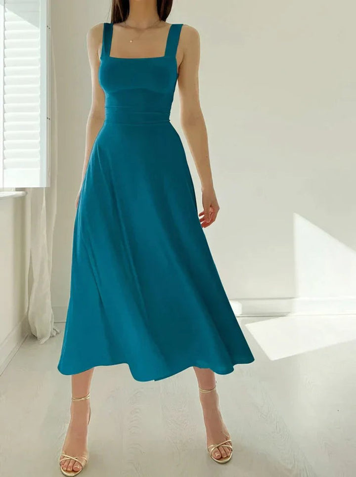 Women's Sleeveless A-Line Fit-and-Flare Fall Midi Dress