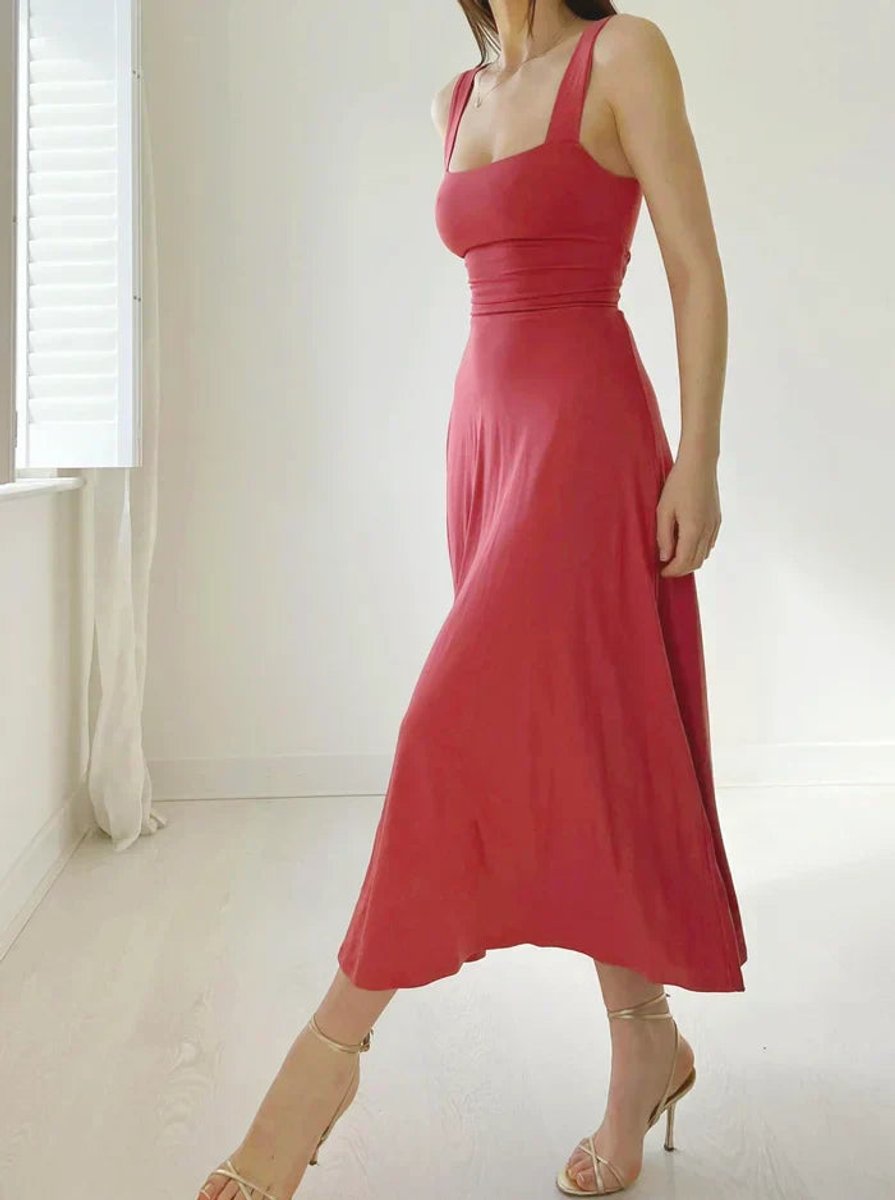 Women's Sleeveless A-Line Fit-and-Flare Fall Midi Dress