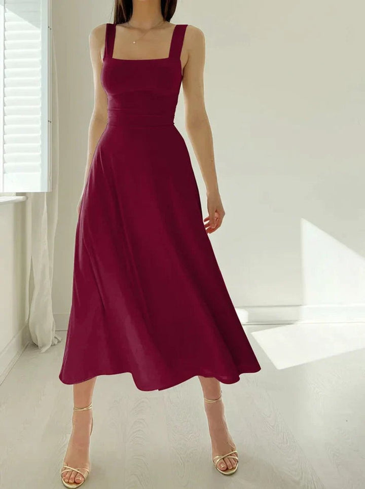Women's Sleeveless A-Line Fit-and-Flare Fall Midi Dress