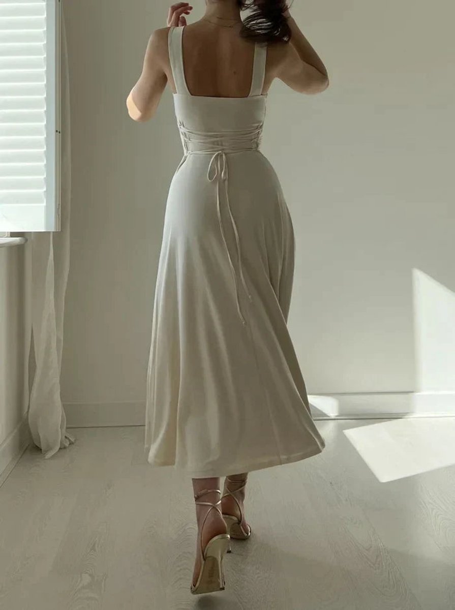 Women's Sleeveless A-Line Fit-and-Flare Fall Midi Dress