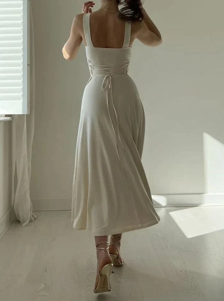 Women's Sleeveless A-Line Fit-and-Flare Fall Midi Dress