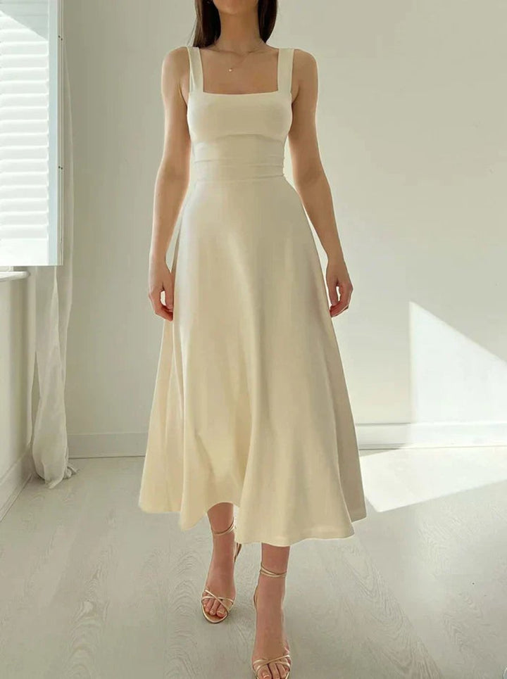 Women's Sleeveless A-Line Fit-and-Flare Fall Midi Dress