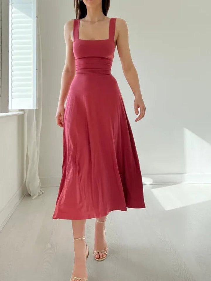 Women's Sleeveless A-Line Fit-and-Flare Fall Midi Dress