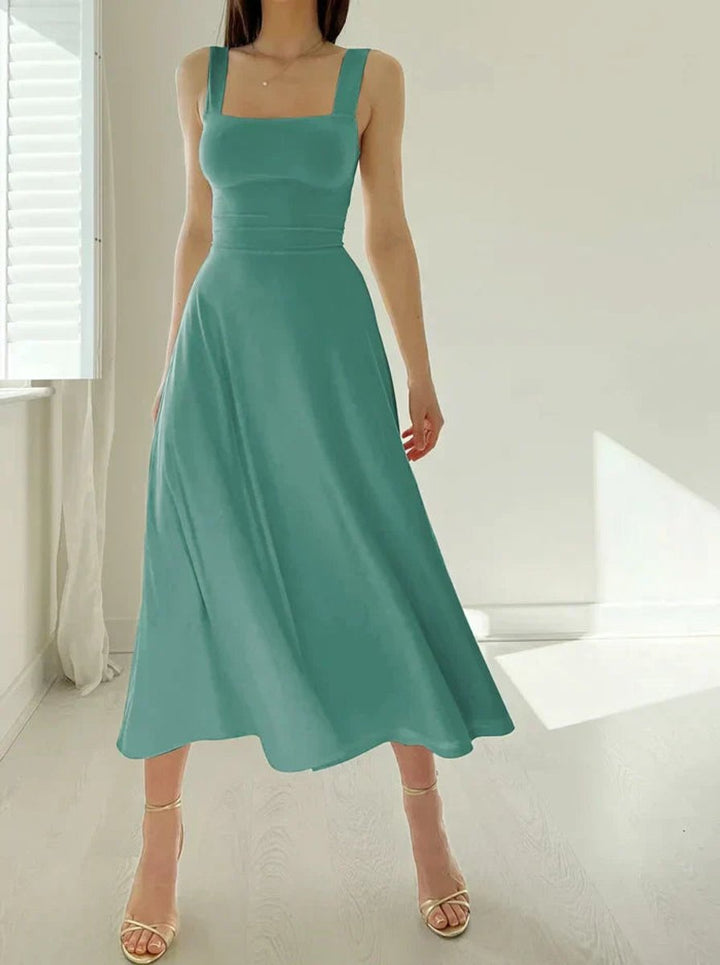 Women's Sleeveless A-Line Fit-and-Flare Fall Midi Dress