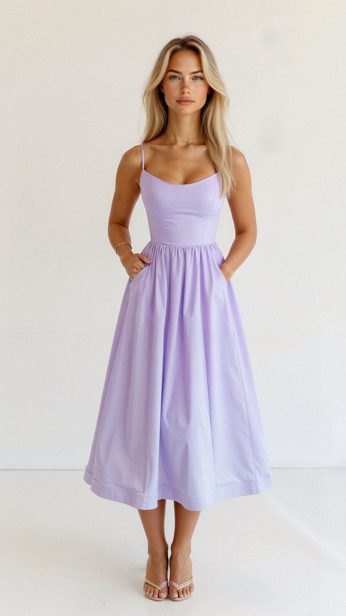 Women's Sleeveless Corset-Bodice Full-Skirt Fall Midi Dress