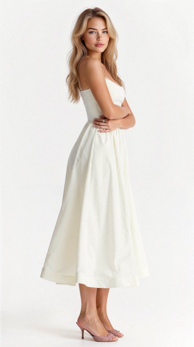 Women's Sleeveless Corset-Bodice Full-Skirt Fall Midi Dress
