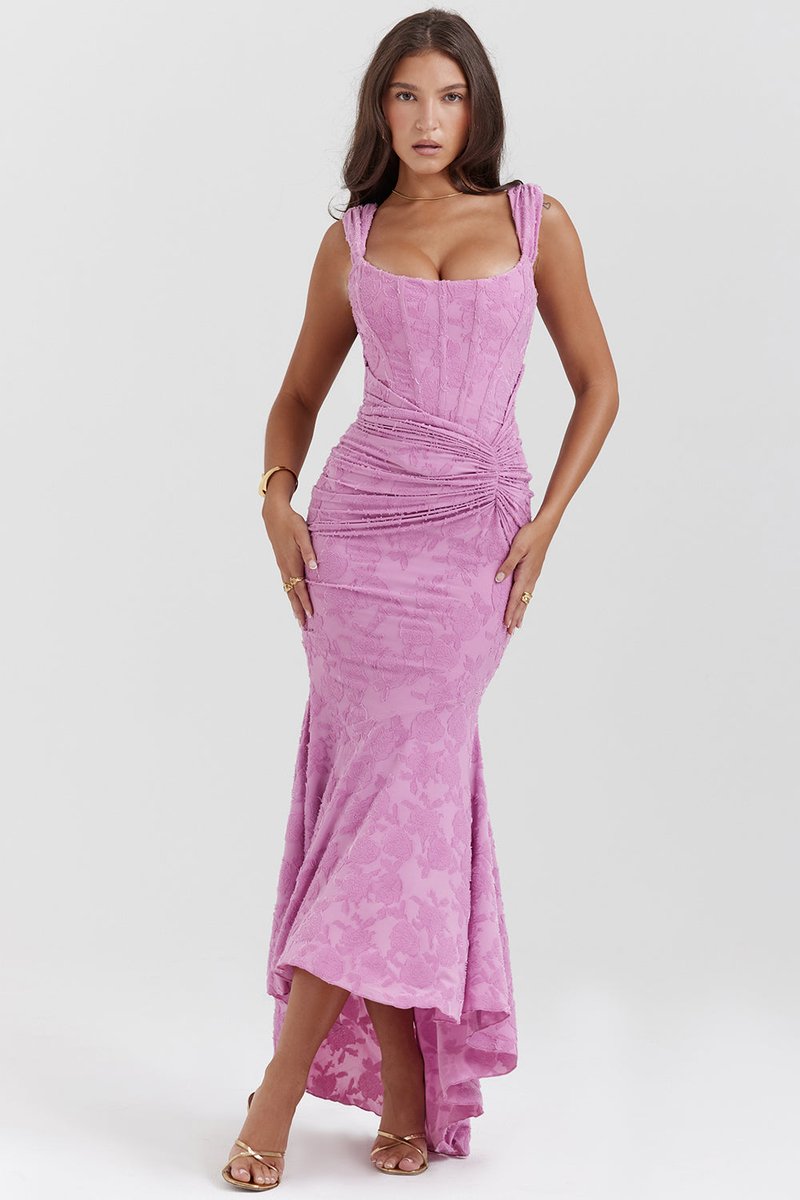 Women's Sleeveless Corset Bodycon Ruched Formal Dress Mermaid Maxi