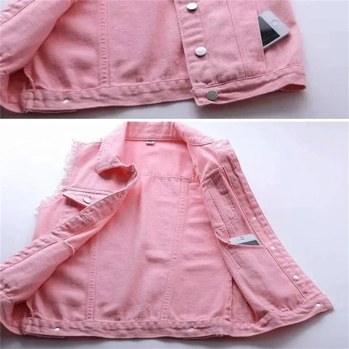 Women's Sleeveless Frayed-Edge Button-Front Denim Jacket Vest