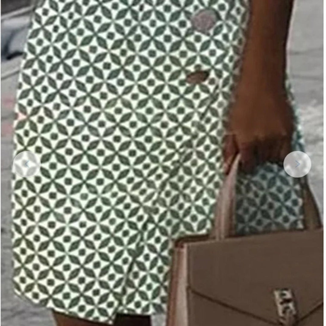 Women's Sleeveless Geometric Print Fall Midi Dress Pencil Skirt
