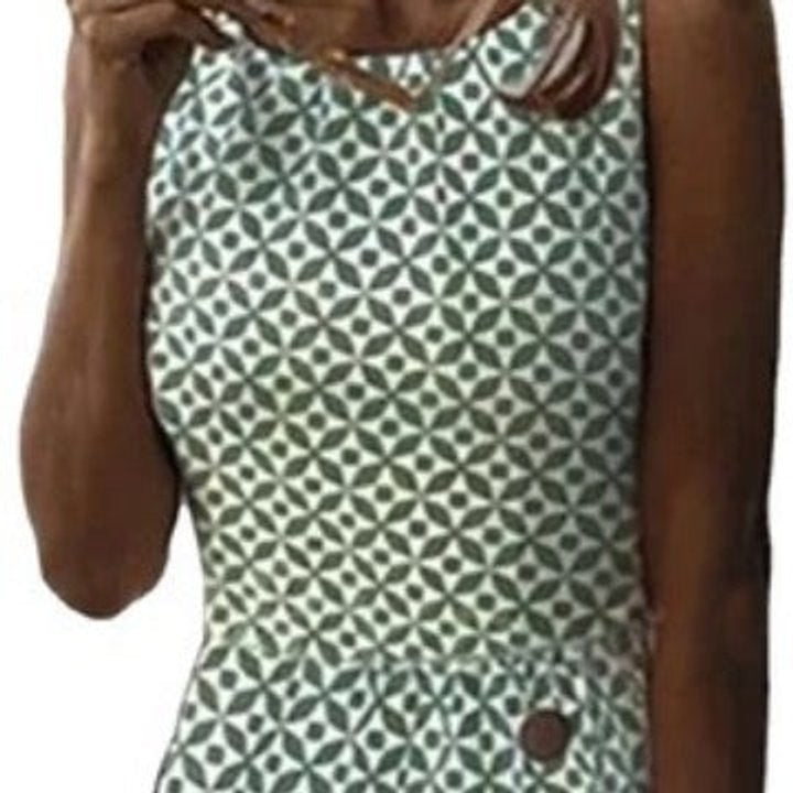 Women's Sleeveless Geometric Print Fall Midi Dress Pencil Skirt