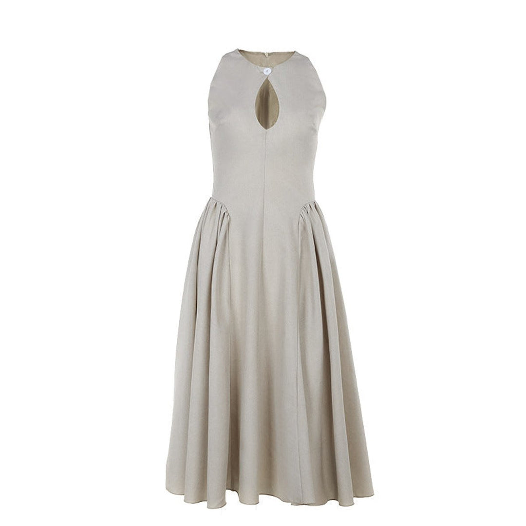 Women's Sleeveless Keyhole-Cutout A-Line Fall Midi Dress