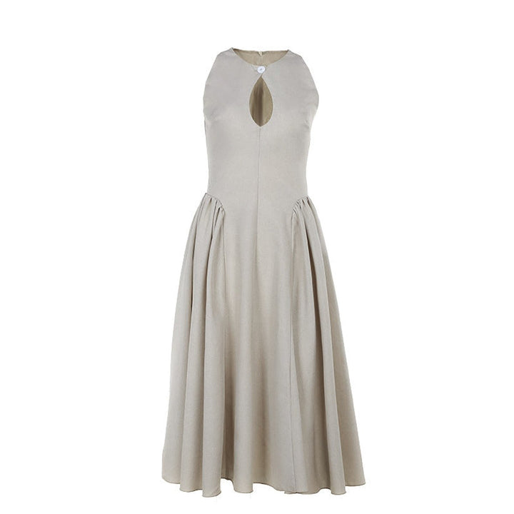 Women's Sleeveless Keyhole-Cutout A-Line Fall Midi Dress