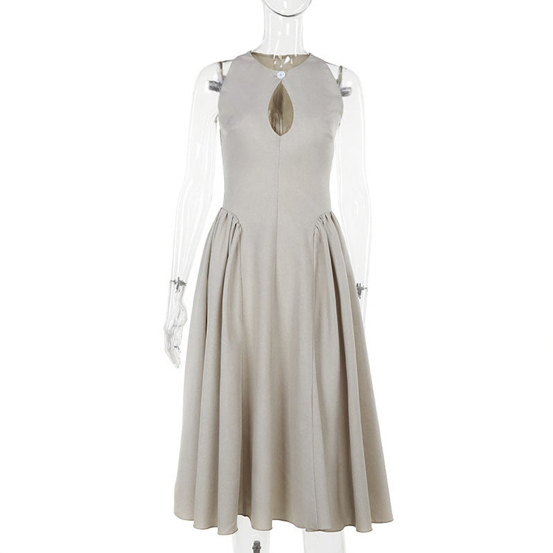 Women's Sleeveless Keyhole-Cutout A-Line Fall Midi Dress