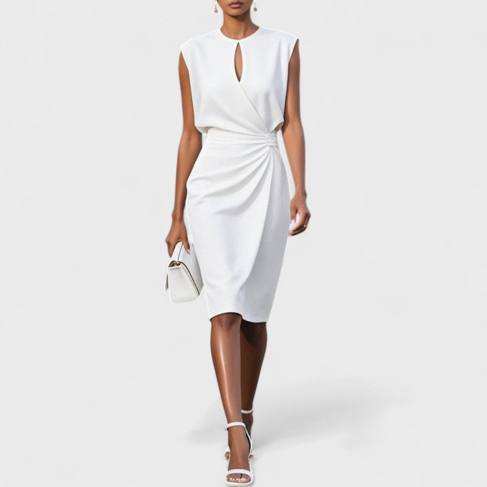 Women's Sleeveless Keyhole-Neck Wrap Midi Formal Dress