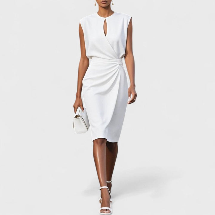 Women's Sleeveless Keyhole-Neck Wrap Midi Formal Dress