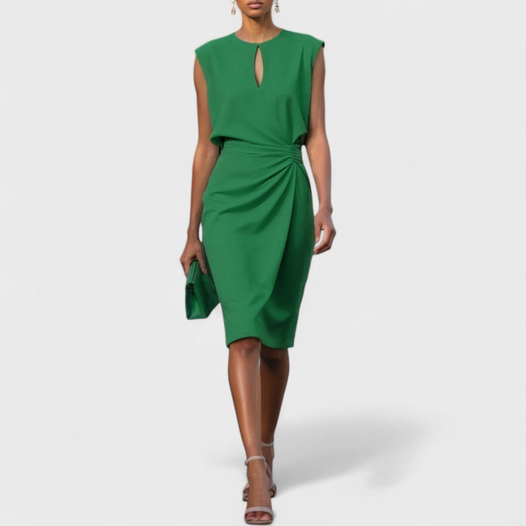 Women's Sleeveless Keyhole-Neck Wrap Midi Formal Dress