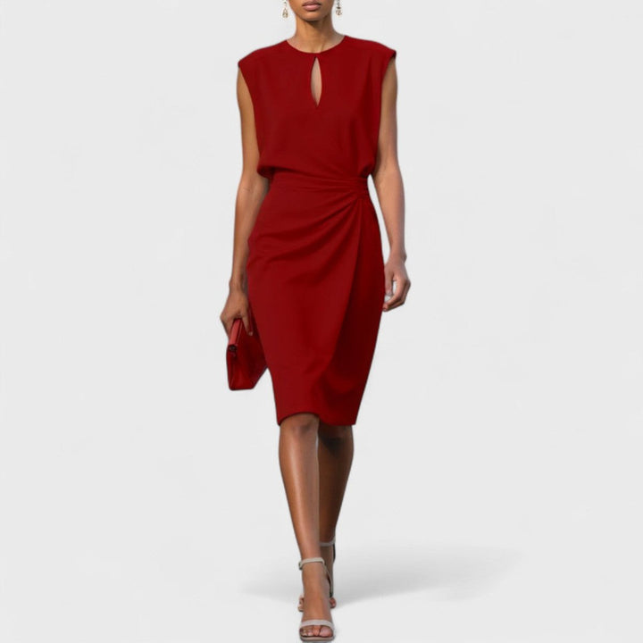 Women's Sleeveless Keyhole-Neck Wrap Midi Formal Dress