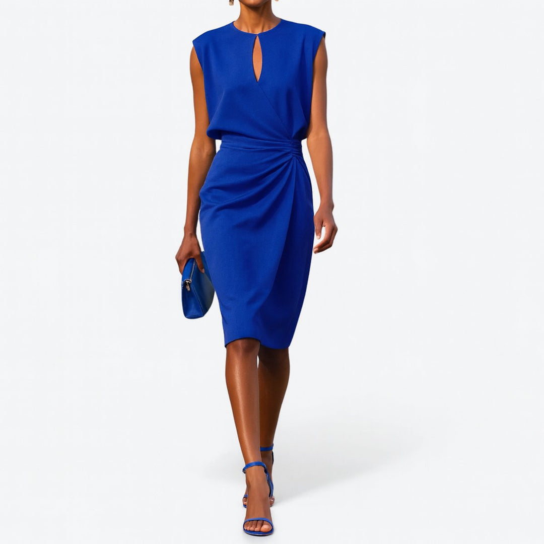Women's Sleeveless Keyhole-Neck Wrap Midi Formal Dress