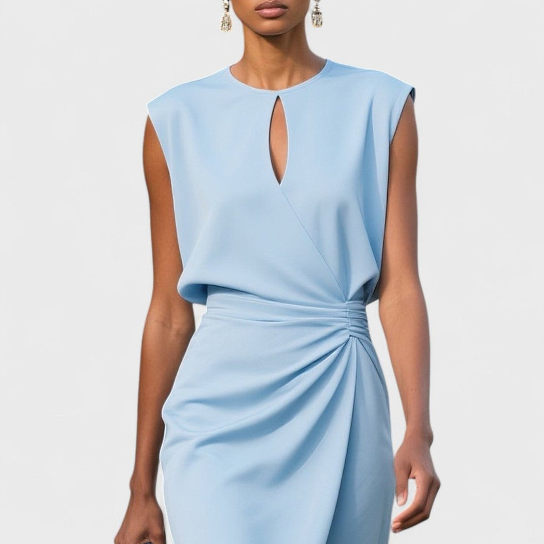 Women's Sleeveless Keyhole-Neck Wrap Midi Formal Dress