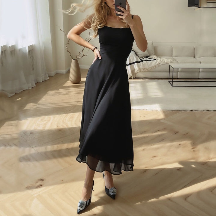 Women's Sleeveless Midi Fall Wedding Guest Dress Flowy Chiffon