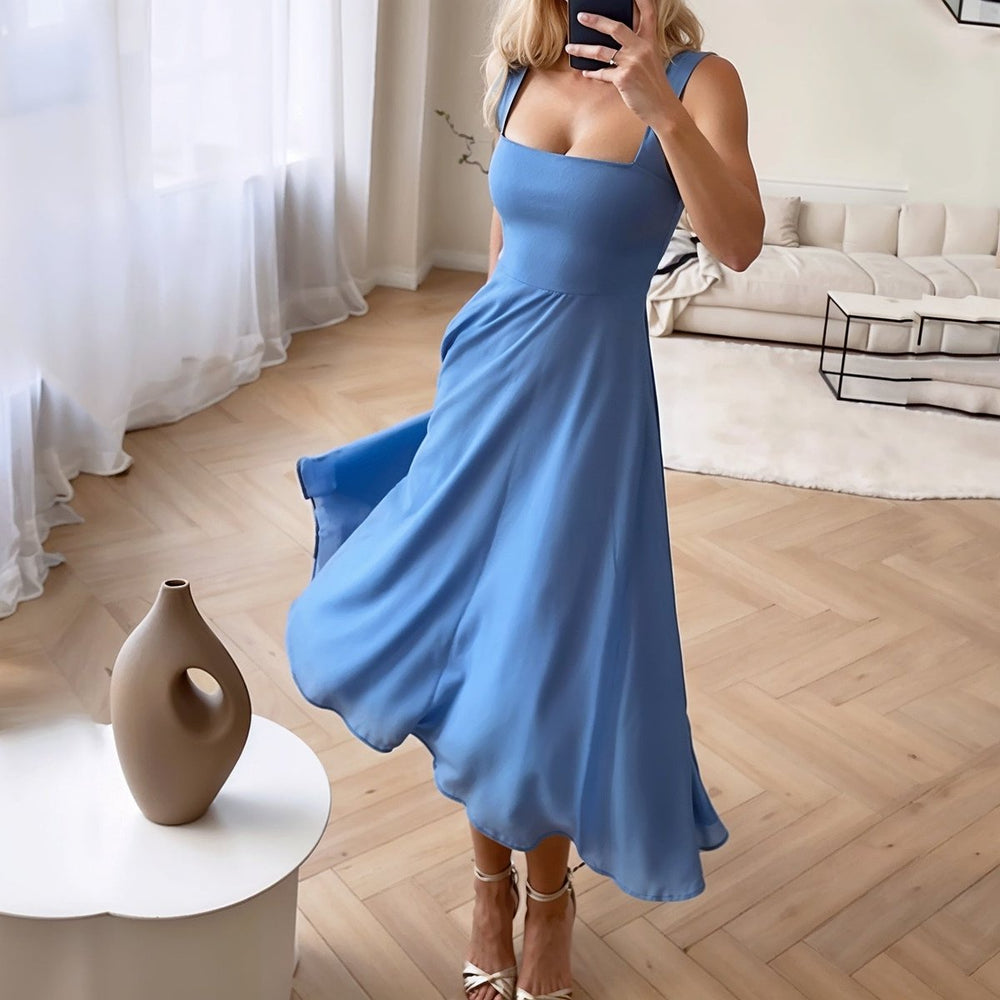 Women's Sleeveless Midi Fall Wedding Guest Dress Flowy Chiffon