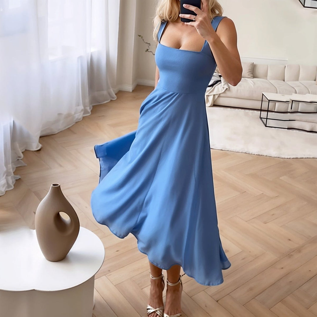 Women's Sleeveless Midi Fall Wedding Guest Dress Flowy Chiffon