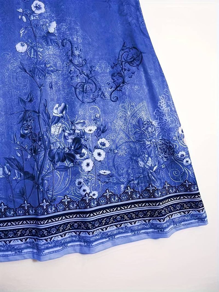 Women's Sleeveless Relaxed-Fit Boho Floral Fall Midi Dress