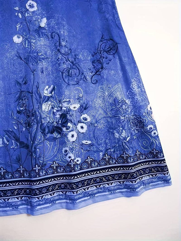 Women's Sleeveless Relaxed-Fit Boho Floral Fall Midi Dress