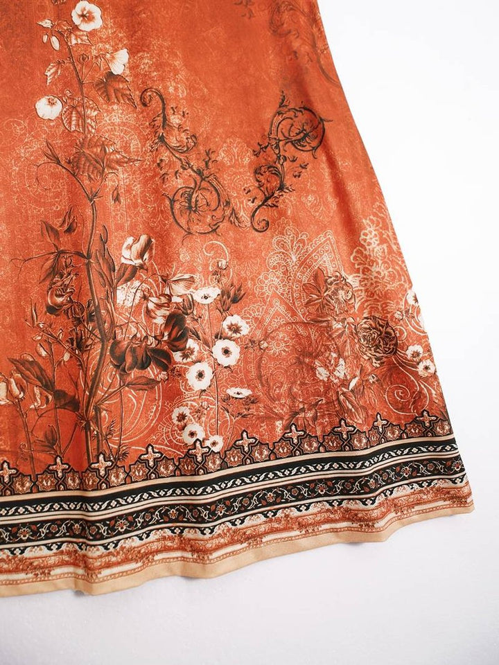 Women's Sleeveless Relaxed-Fit Boho Floral Fall Midi Dress