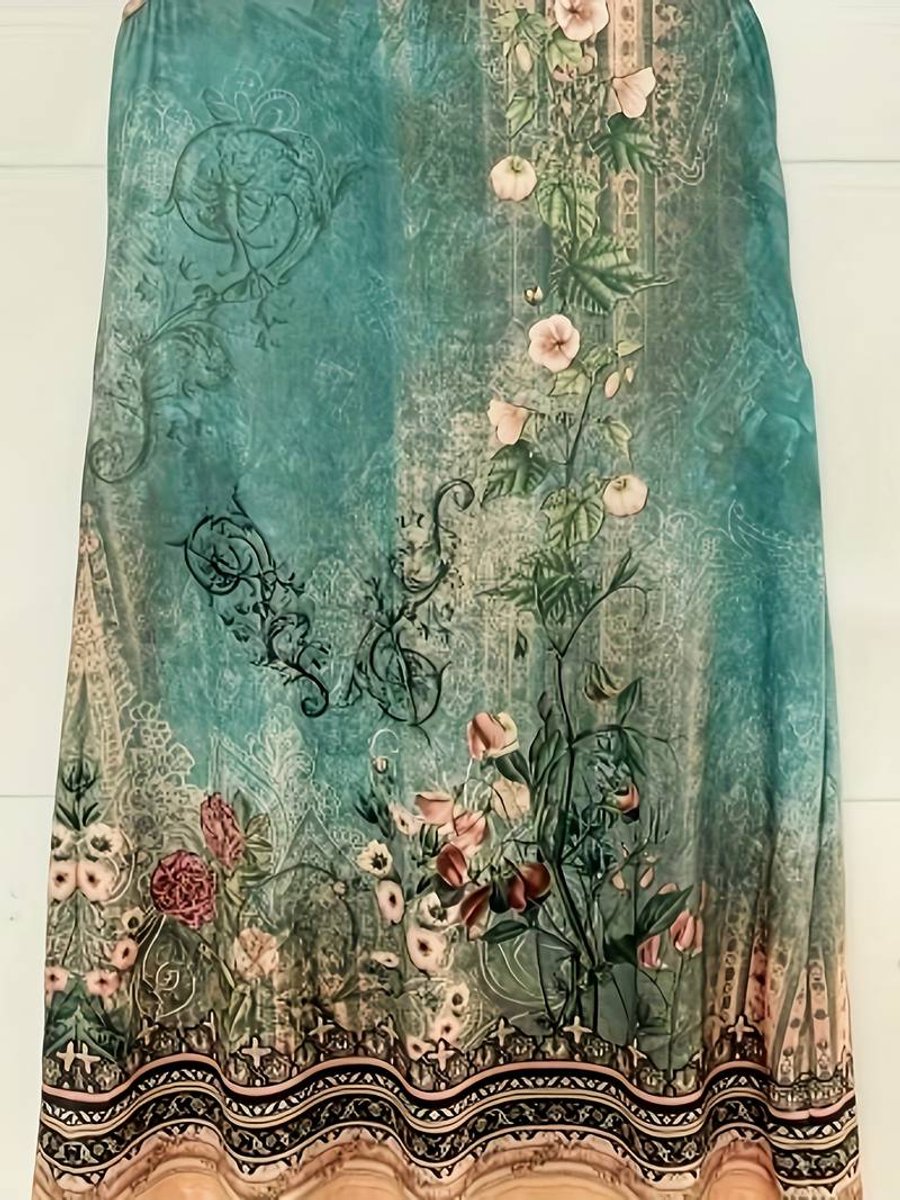 Women's Sleeveless Relaxed-Fit Boho Floral Fall Midi Dress