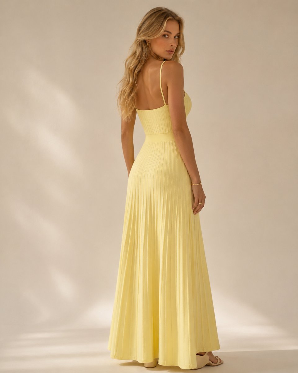 Women's Sleeveless Ribbed Knit Fall Wedding Guest Dress