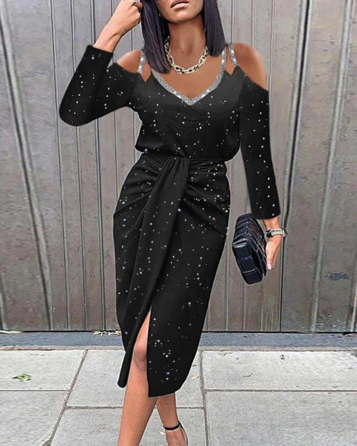 Women's Sleeveless Ruched-Waist A-Line Fall Midi Dress