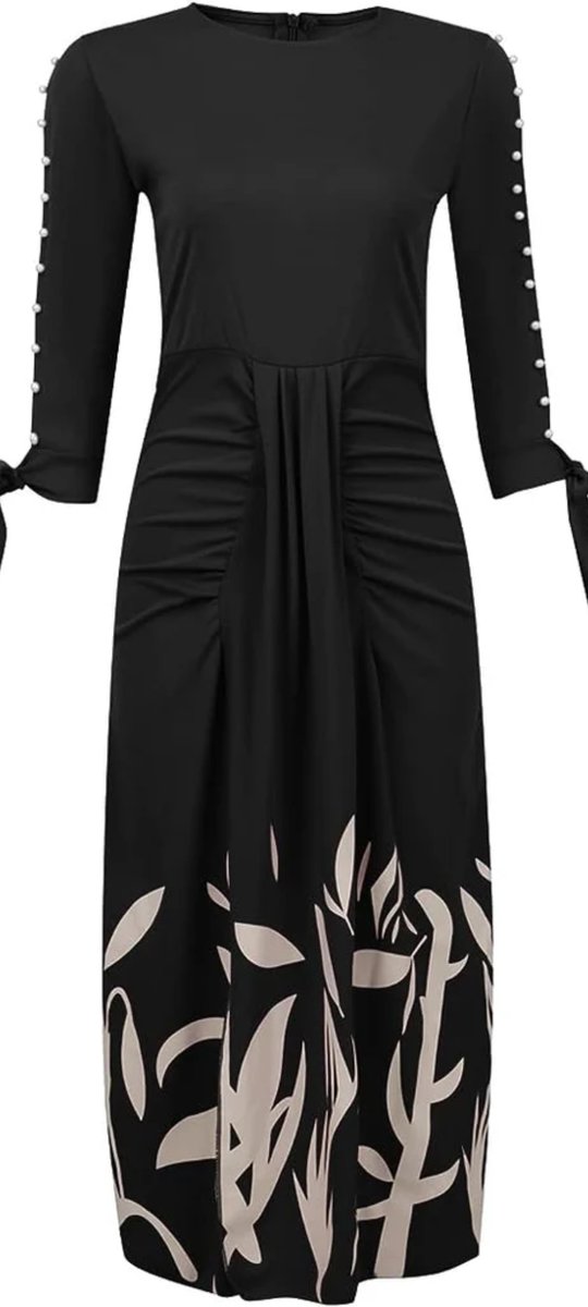 Women's Sleeveless Ruched-Waist A-Line Fall Midi Dress