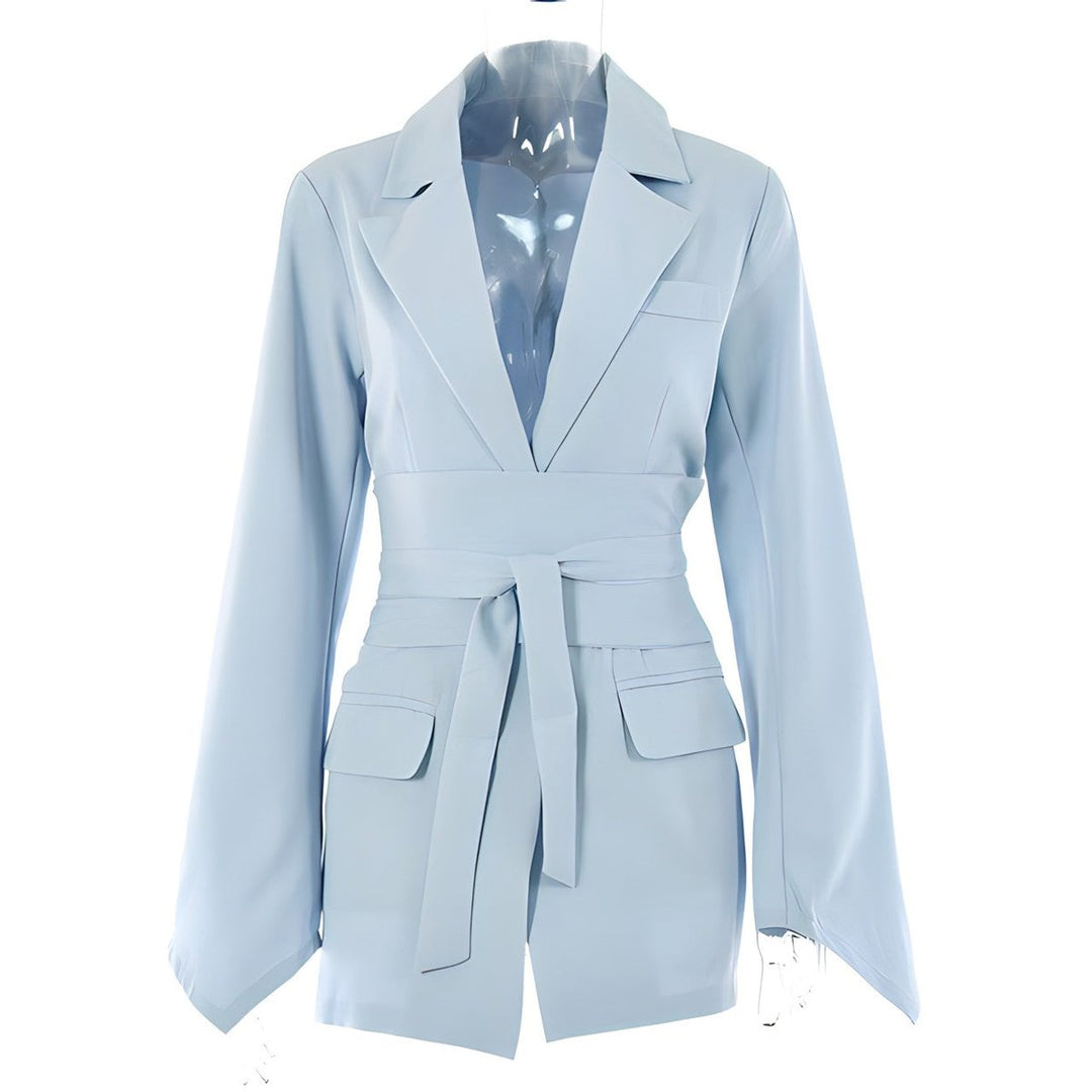 Women's Slim-Fit Belted Longline Blazer Jacket