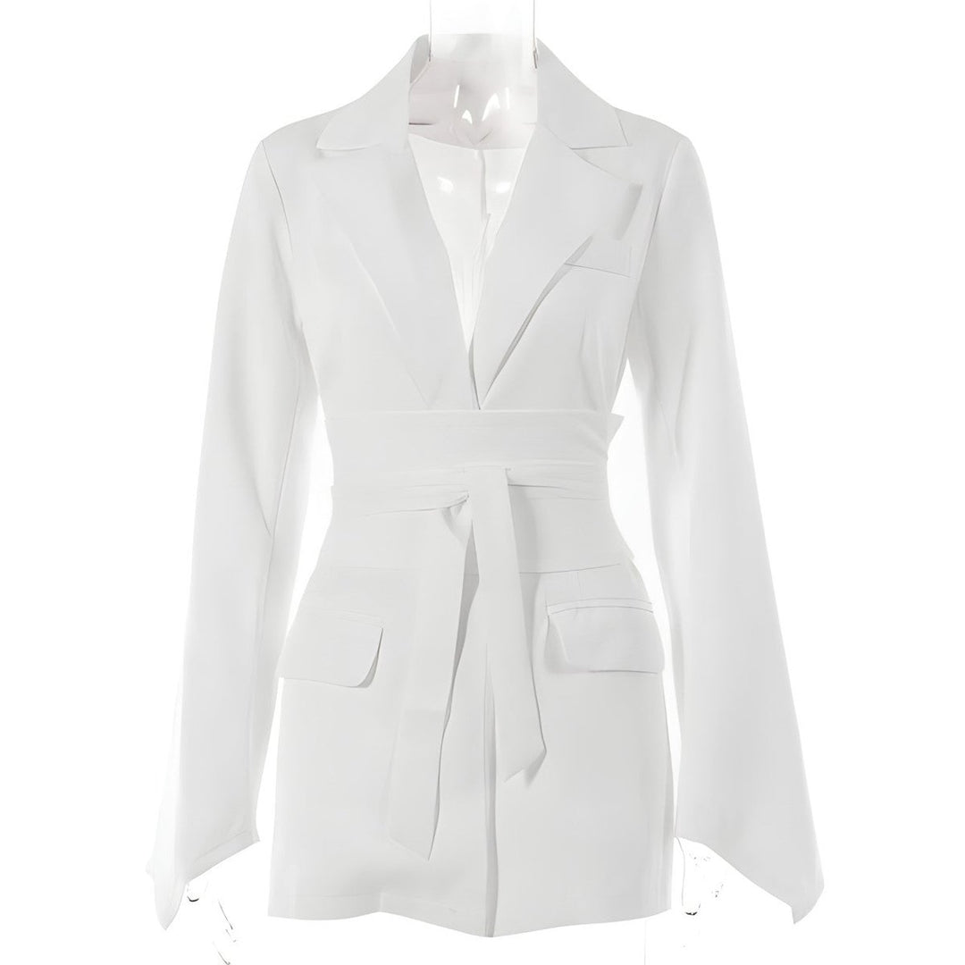 Women's Slim-Fit Belted Longline Blazer Jacket
