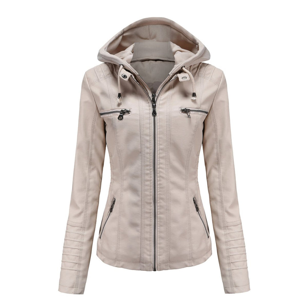 Women's Slim-Fit Hooded Faux Leather Moto Jacket