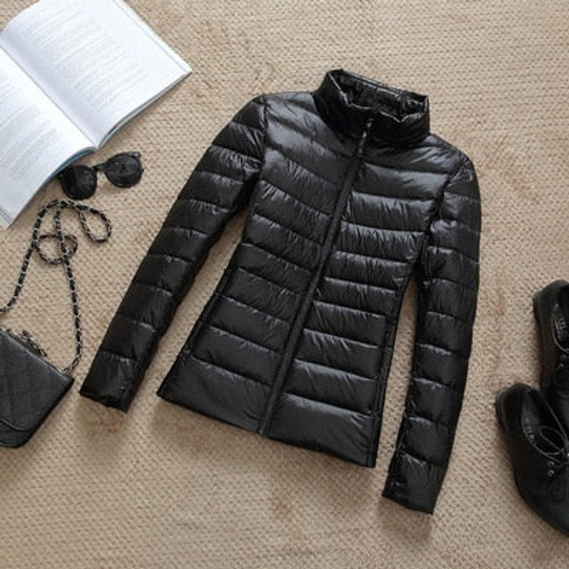 Women's Slim-Fit Hooded Glossy Lightweight Puffer Jacket