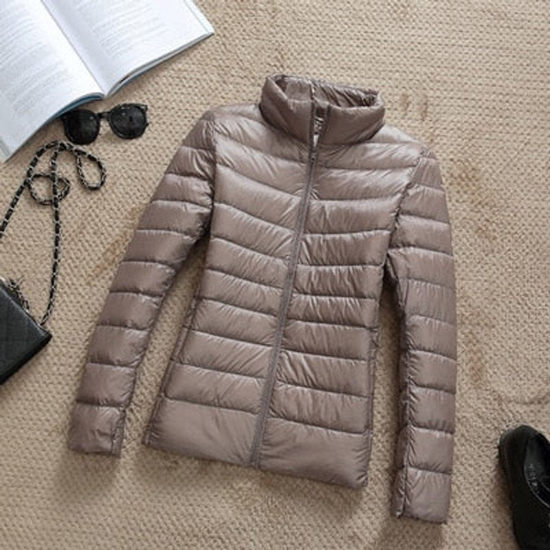 Women's Slim-Fit Hooded Glossy Lightweight Puffer Jacket