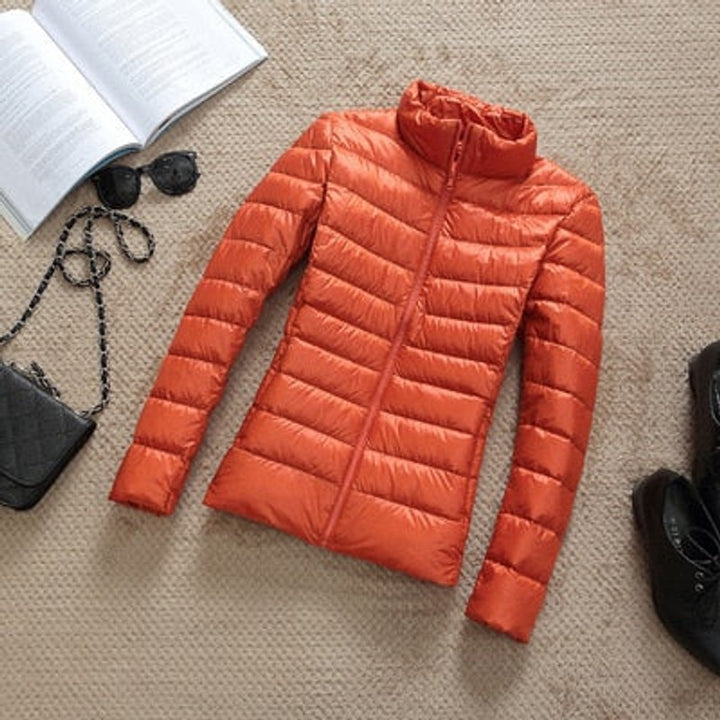 Women's Slim-Fit Hooded Glossy Lightweight Puffer Jacket