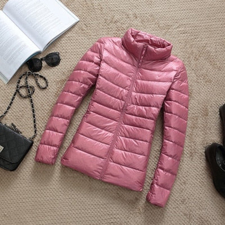 Women's Slim-Fit Hooded Glossy Lightweight Puffer Jacket