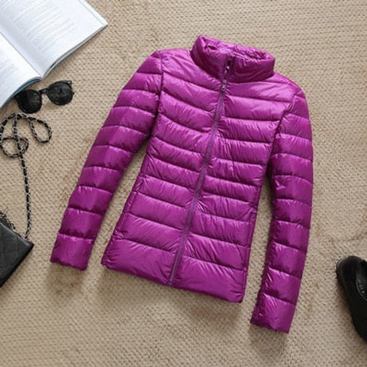 Women's Slim-Fit Hooded Glossy Lightweight Puffer Jacket