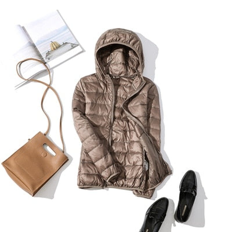 Women's Slim-Fit Hooded Glossy Lightweight Puffer Jacket