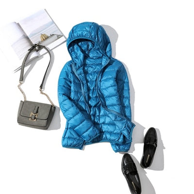 Women's Slim-Fit Hooded Glossy Lightweight Puffer Jacket