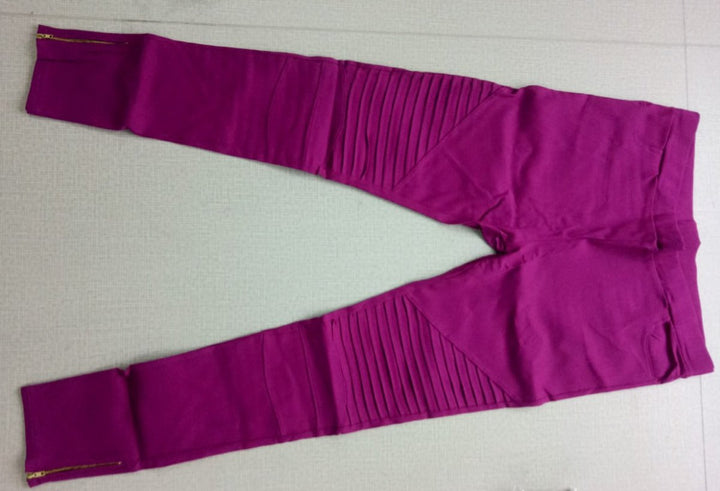 Women's Slim-Fit Moto-Style Ribbed-Knee Stretch Legging