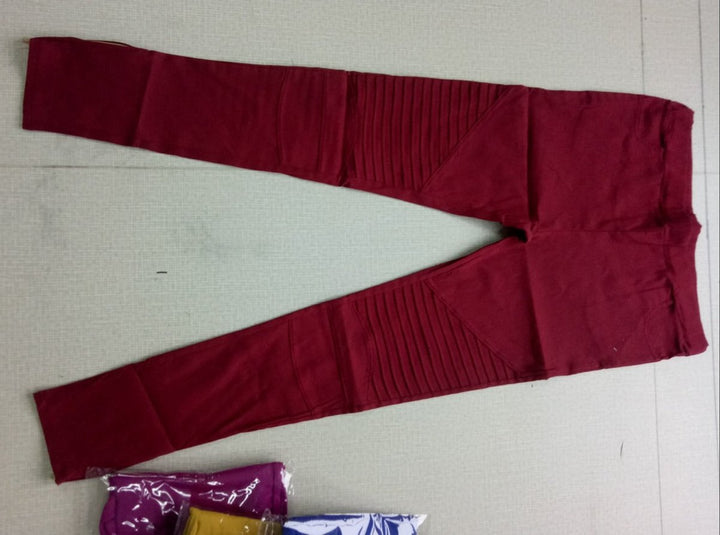 Women's Slim-Fit Moto-Style Ribbed-Knee Stretch Legging