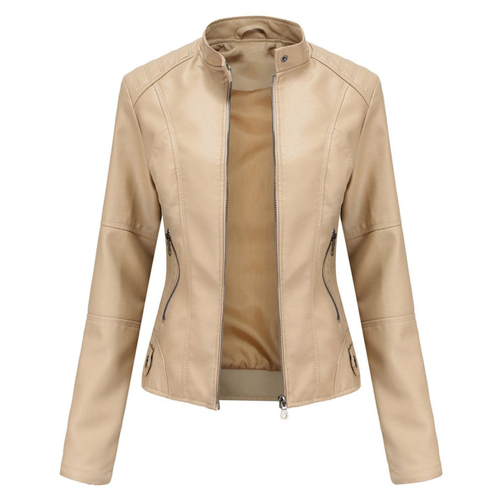 Women's Slim-Fit Zip-Up Faux Leather Moto Biker Jacket
