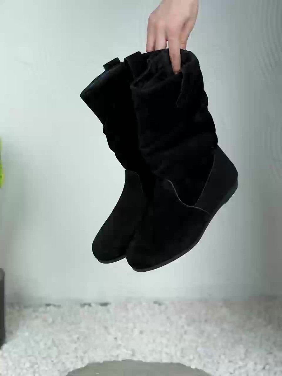 Women's Slouchy Faux Suede Flat Mid-Calf Ankle Boots