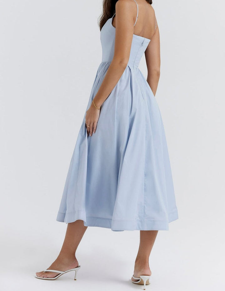 Women's Spaghetti Strap Full-Skirt Fall Midi Dress