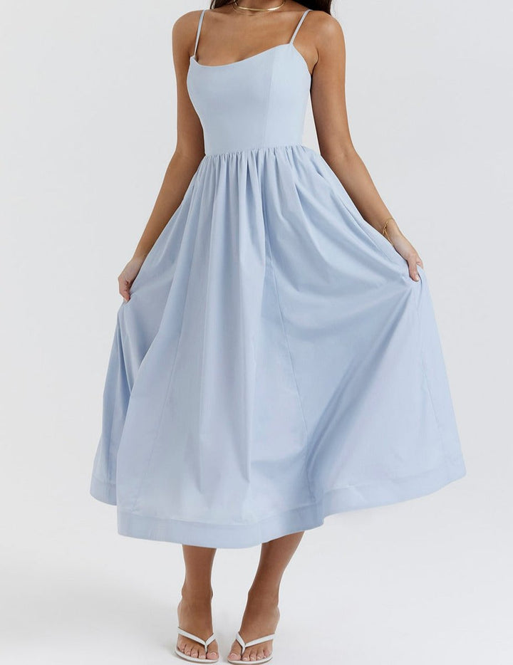 Women's Spaghetti Strap Full-Skirt Fall Midi Dress
